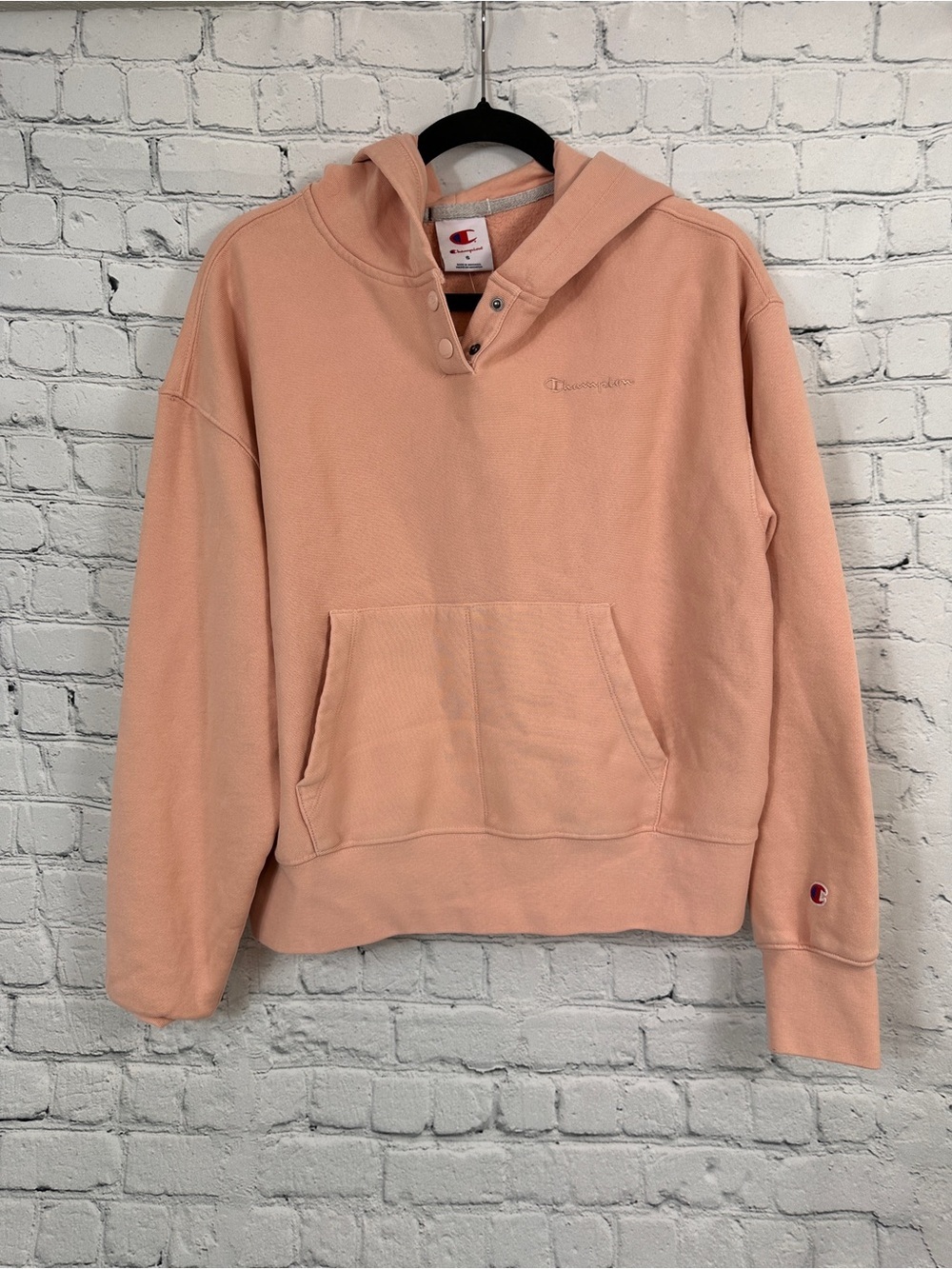 Champion pull over 21” length hooded sweatshirt size S